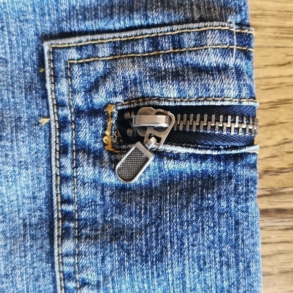 𝅺Vintage 1990s Bongo Faded Denim Skirt Pockets 9 - Picture 3 of 8